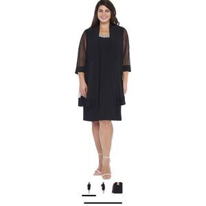 R & M Richards Black Sheer Jacket Plus Size 22W NWT